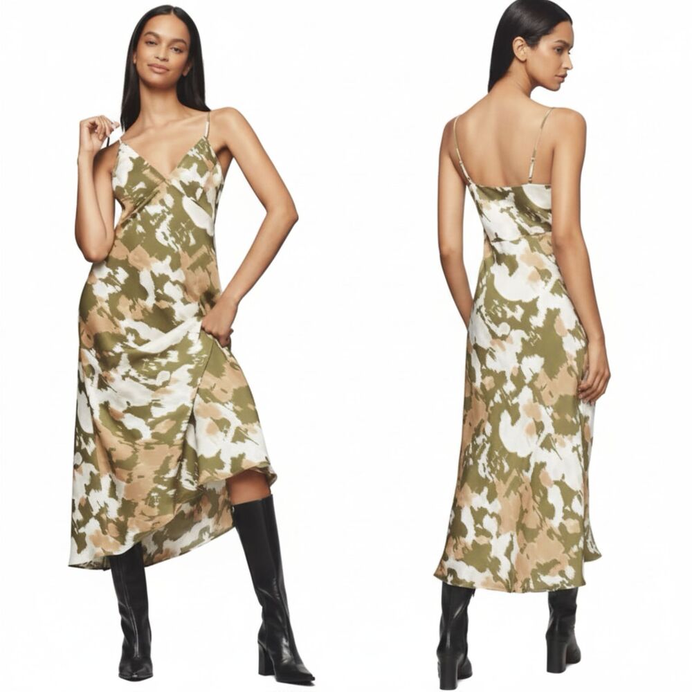 NWT Anthropologie Womens Small‎ Abstract Print Maxi Slip Dress Boho Luxe Summer